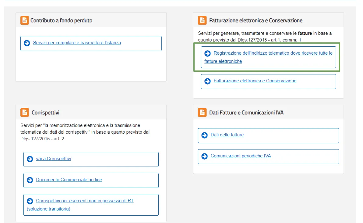 Registrazione indirizzo